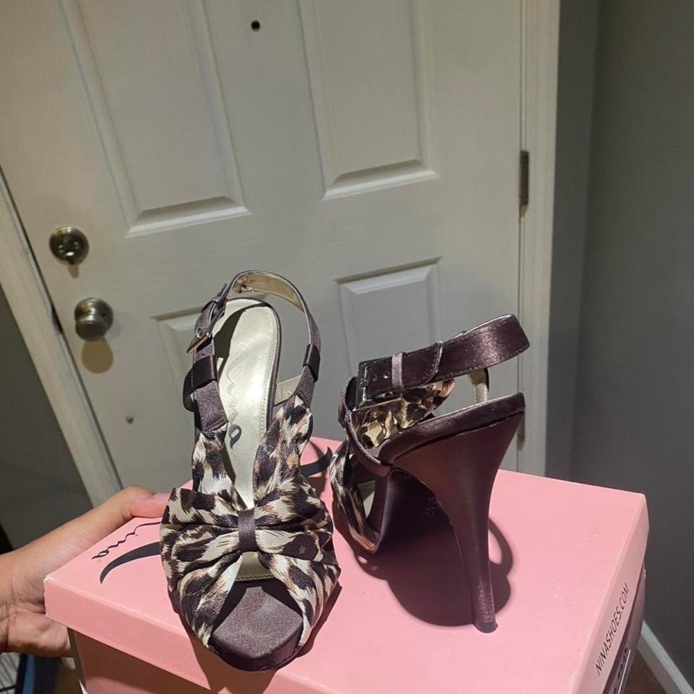 Nina brown leopard print heels Size US 9 - Picture 2 of 6